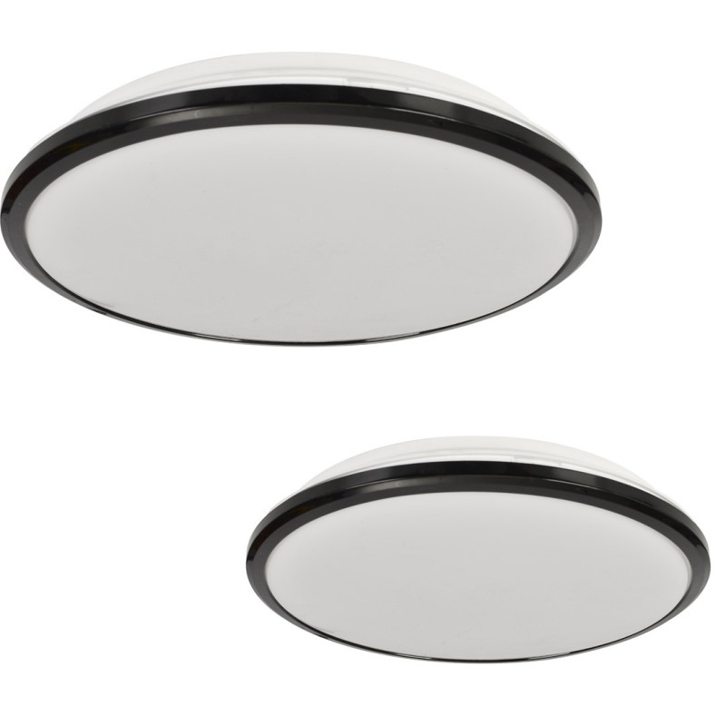 Plafonnier TERMA rond 36cm Noir et blanc LED blanc neutre 4000k 24W 1960Lm IP44  