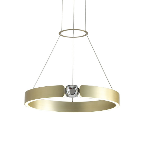 Suspension SIRIUS doré anneau lumineux forme bague avec diamant LED blanc neutre 26W Design chic 