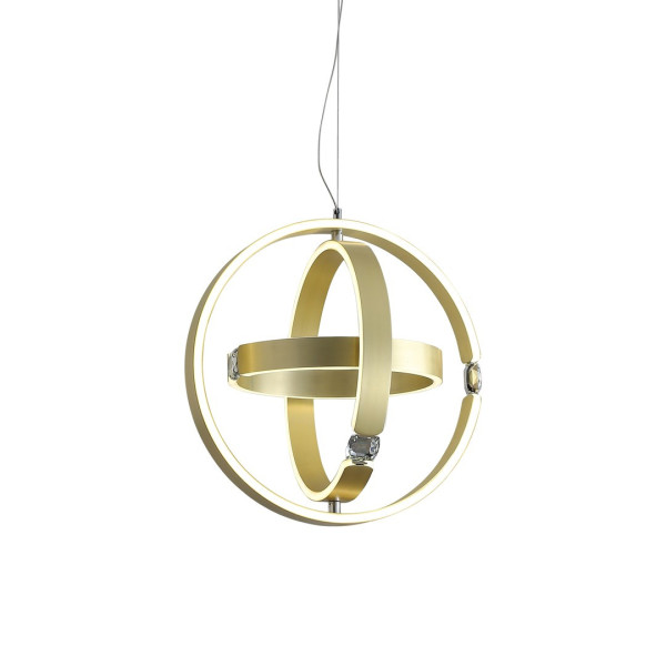 Suspension SIRIUS doré 3 anneaux lumineux forme bague avec diamant LED blanc neutre 80W Design chic 