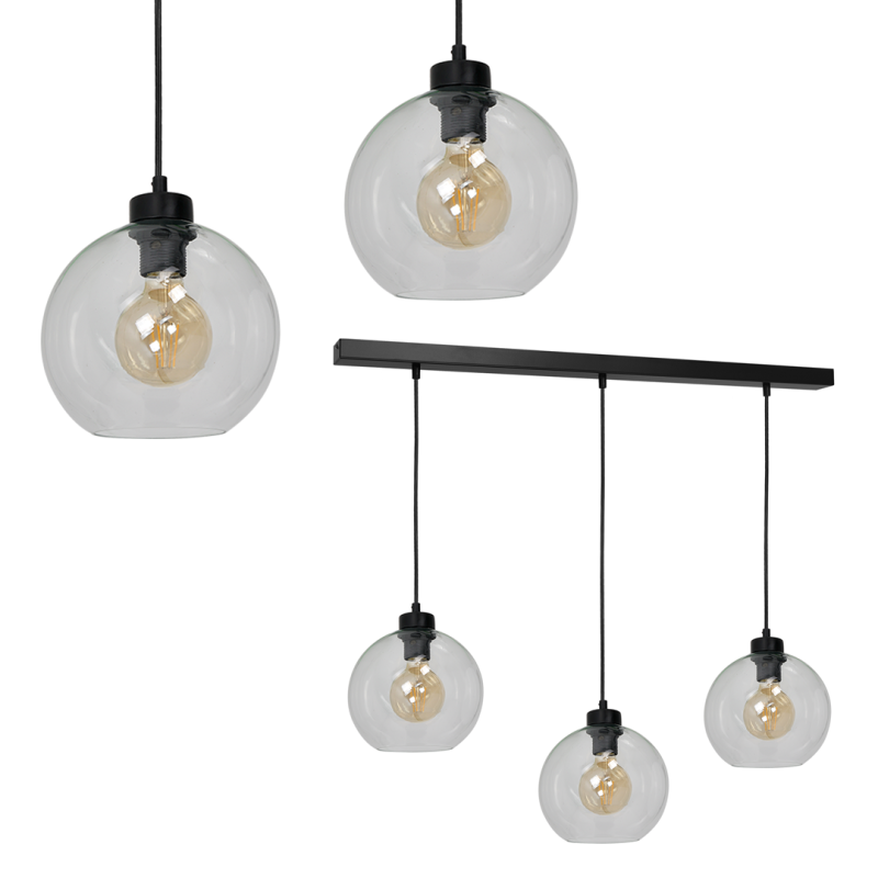 Suspension SOFIA 3 boules verre clair E27 alignés Design chic 