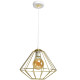 Suspension LUPO blanc cage forme diamant métallique doré E27 Bohème 