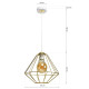 Suspension LUPO blanc cage forme diamant métallique doré E27 Bohème 