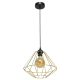 Suspension LUPO noir cage forme diamant métallique doré E27 Bohème 