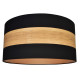 Plafonnier TERRA hauteur réglable abat-jour rond 50cm tissu noir et bois E27 Nature 