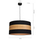 Plafonnier TERRA hauteur réglable abat-jour rond 50cm tissu noir et bois E27 Nature 