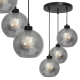 Suspension SOFIA 3 boules verre fumé E27 base ronde métal noir Design chic 