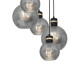 Suspension OMEGA 5 boules verre fumé douille métal noir doré base ronde Design chic 