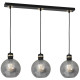 Suspension OMEGA 3 boules verre fumé douille métal noir doré Design chic 