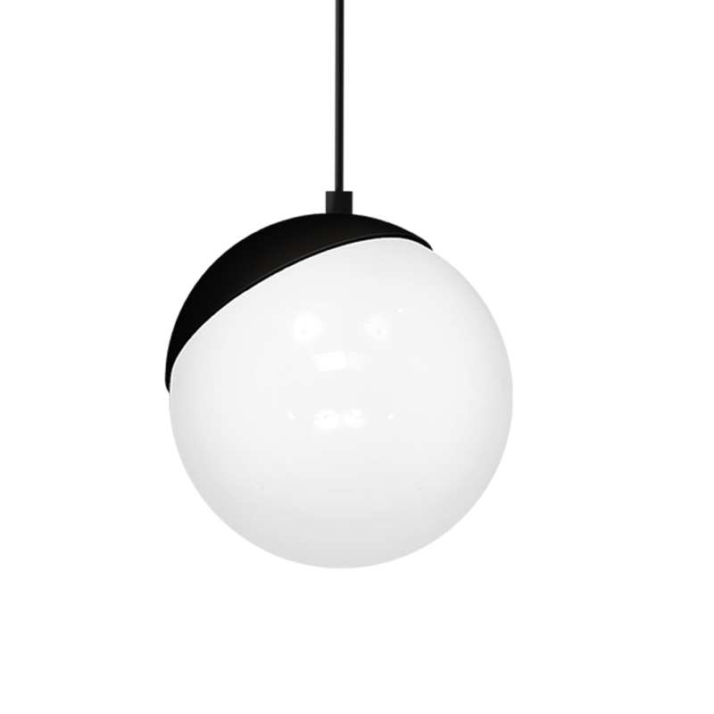 Suspension SFERA boule verre blanc E14 base métal noir Design chic 