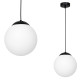 Suspension LIMA base métal noir boule verre blanc E14 Design chic 