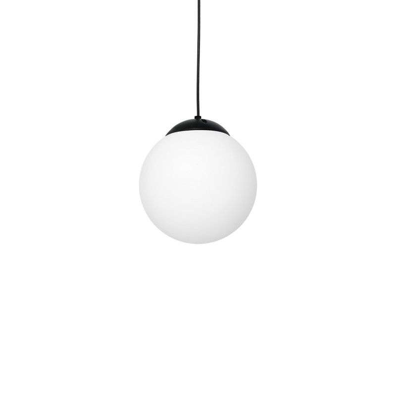 Suspension LIMA base métal noir boule verre blanc E14 Design chic 