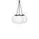 Suspension LIMA base métal noir grappe 3 boules verre blanc E14 Design chic 