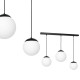 Suspension LIMA base métal noir 3 boules verre blanc alignées E14 Design chic 