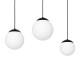 Suspension LIMA base métal noir 3 boules verre blanc alignées E14 Design chic 