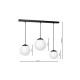 Suspension LIMA base métal noir 3 boules verre blanc alignées E14 Design chic 