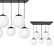 Suspension LIMA base métal noir 4 boules verre blanc alignées E14 Design chic 