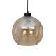 Suspension SOFIA boule verre ambré E27 base ronde métal noir Design chic 