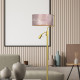 Lampadaire ZIGGY abat-jour tissu mosaique rose doré E27 + liseuse mini GU10 Design chic 