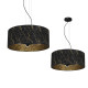 Suspension SENSO abat-jour rond 50cm tissu marbré noir doré E27 Design chic 