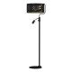 Lampadaire SENSO abat-jour tissu marbré noir doré E27 + liseuse mini GU10 Design chic 