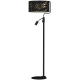 Lampadaire SENSO abat-jour tissu marbré noir doré E27 + liseuse mini GU10 Design chic 