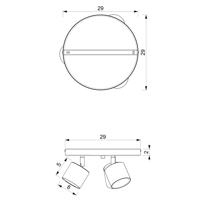 Plafonnier DIXIE base ronde métal blanc 3 spots Rose orientables GX53 Enfant 