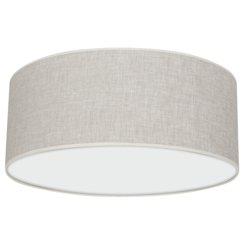 Plafonnier LINO rond 40cm abat-jour en lin beige gris E27 Nature 