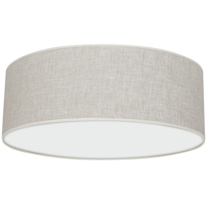 Plafonnier LINO rond 50cm abat-jour en lin beige gris E27 Nature 