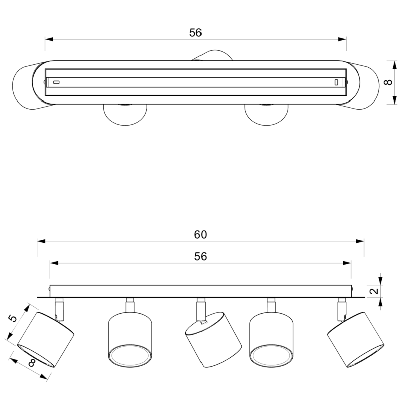 Plafonnier DIXIE métal blanc 5 spots orientables GX53 Enfant 