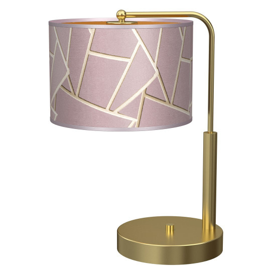 Lampe de chevet ZIGGY abat-jour tissu mosaique rose doré E27 Design chic 