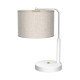 Lampe à poser LINO abat-jour en lin beige gris E27 pied métal blanc Nature 