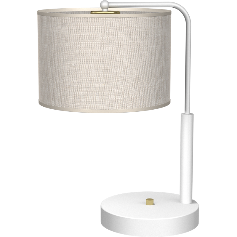 Lampe à poser LINO abat-jour en lin beige gris E27 pied métal blanc Nature 