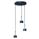 Suspension ARENA 3 abat-jour cylindriques alignés métal bleu et doré GX53 Design chic 