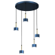 Suspension ARENA 5 abat-jour cylindriques métal bleu et doré base ronde GX53 Design chic 