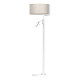 Lampadaire LINO abat-jour en lin beige gris E27 + liseuse mini GU10 Nature 