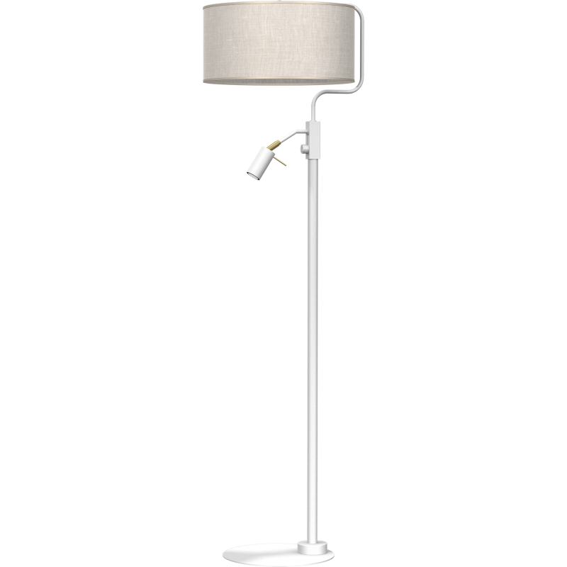 Lampadaire LINO abat-jour en lin beige gris E27 + liseuse mini GU10 Nature 