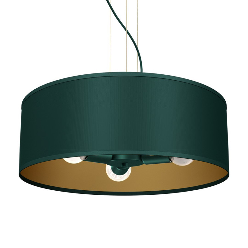 Suspension VERDE hauteur réglable abat-jour rond 50cm tissu vert E27 Design chic 