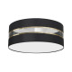 Plafonnier ULTIMO abat-jour rond 40cm tissu noir bande doré E27 Design chic 