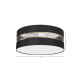 Plafonnier ULTIMO abat-jour rond 40cm tissu noir bande doré E27 Design chic 