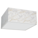 Plafonnier SENSO abat-jour carré 50cm tissu marbré blanc doré E27 Design chic 