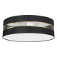 Plafonnier ULTIMO abat-jour rond 60cm tissu noir bande doré E27 Design chic 