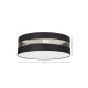 Plafonnier ULTIMO abat-jour rond 60cm tissu noir bande doré E27 Design chic 