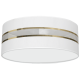 Plafonnier ULTIMO abat-jour rond 40cm tissu blanc bande doré E27 Design chic 