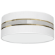 Plafonnier ULTIMO abat-jour rond 50cm tissu blanc bande doré E27 Design chic 