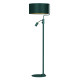 Lampadaire VERDE abat-jour tissu vert E27 + liseuse mini GU10 Design chic 