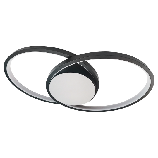 Plafonnier FOCUS cercles noir entrelacés LED 40W blanc neutre 4000k 2400Lm Design Chic 