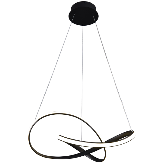 Suspension CAPPIO bande lumineuse torsadée noir LED 36W blanc neutre 2160Lm Design chic 