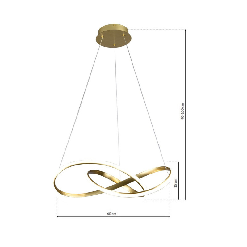 Suspension CAPPIO bande lumineuse torsadée dor LED 36W blanc neutre 2160Lm Design chic 