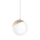 Suspension SFERA 3 boules alignées bois et verre blanc E14 base métal blanc Design chic 