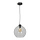 Suspension SOFIA boule verre clair E27 base ronde métal noir Design chic 